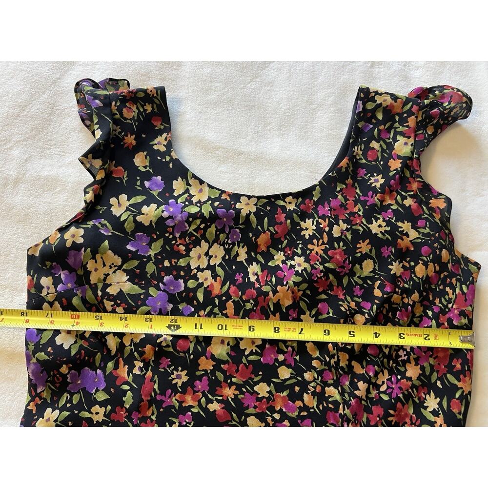 Talbots Size 12 Pure Silk Dress Womens Black Floral Feminine Vintage Y2K - Picture 14 of 16